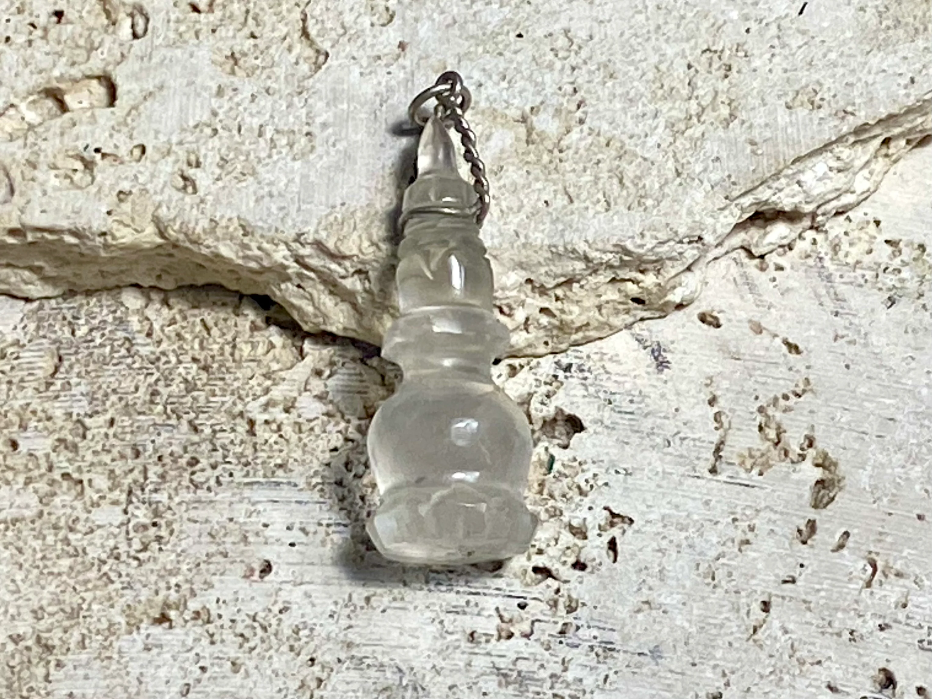 Carved Rock Crystal Stupa Pendant - Image 4