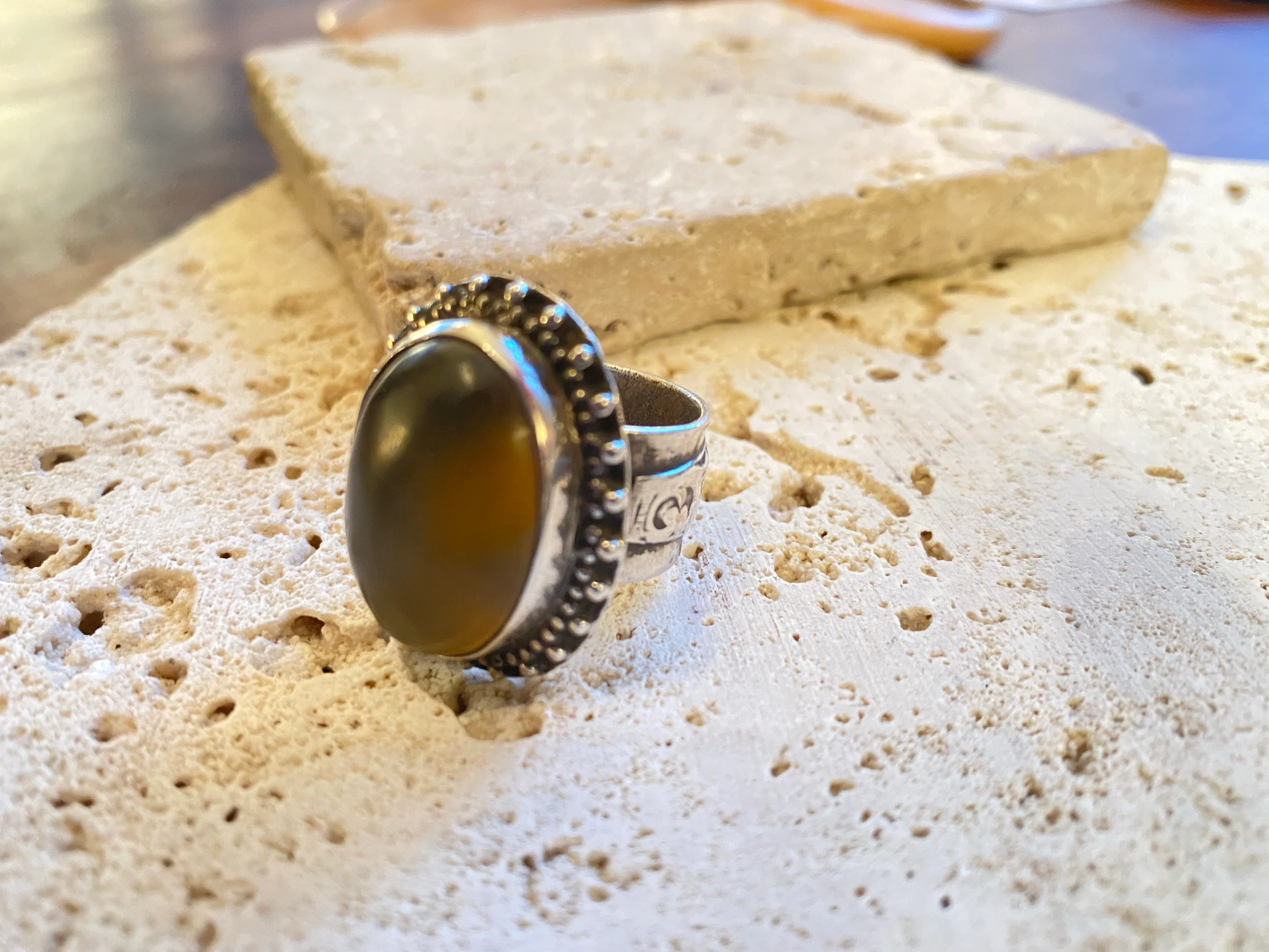 Carnelian Afghan Silver Tribal Ring - Image 4