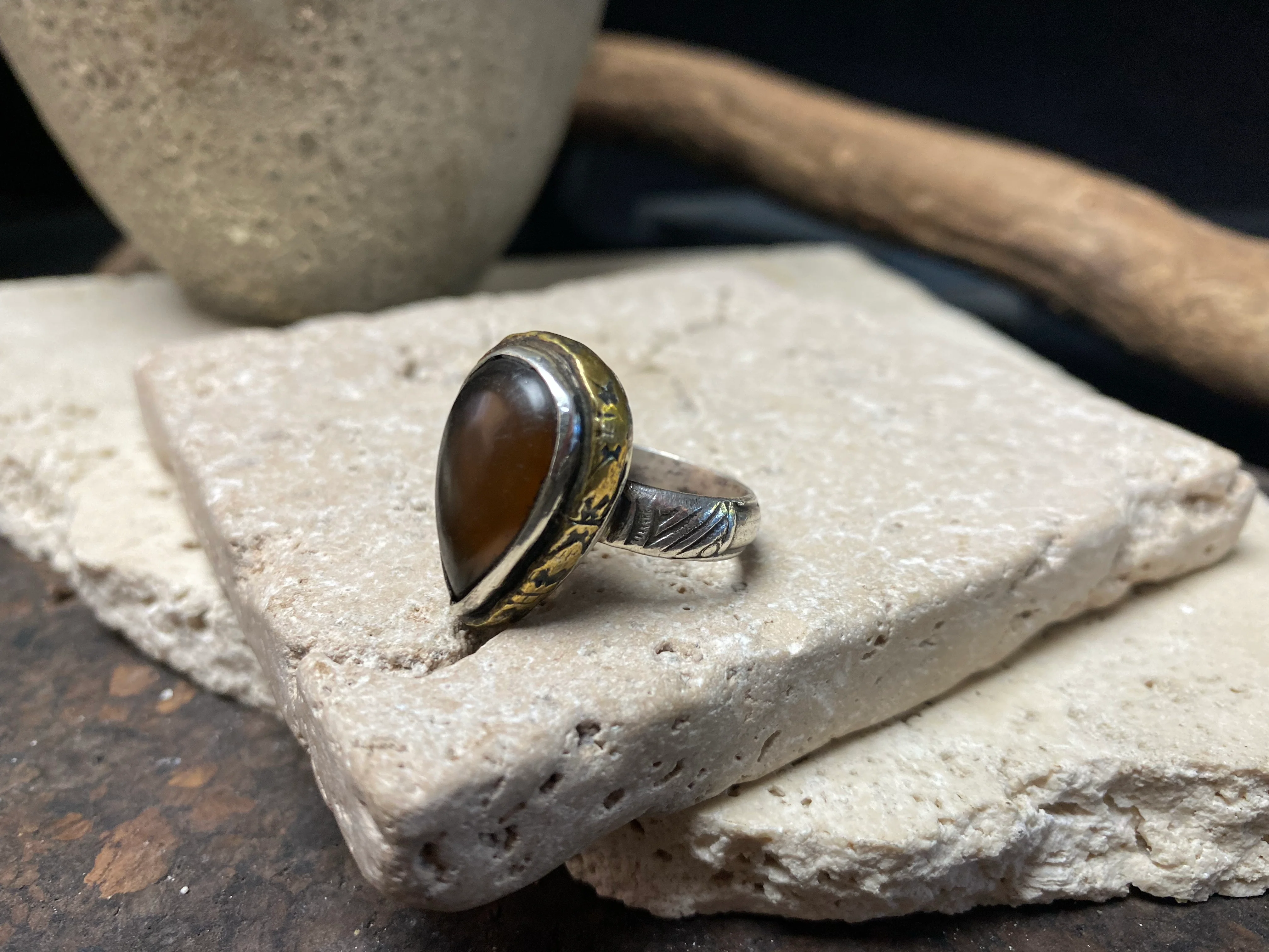 Carnelian Afghani Silver Tribal Ring - Image 4