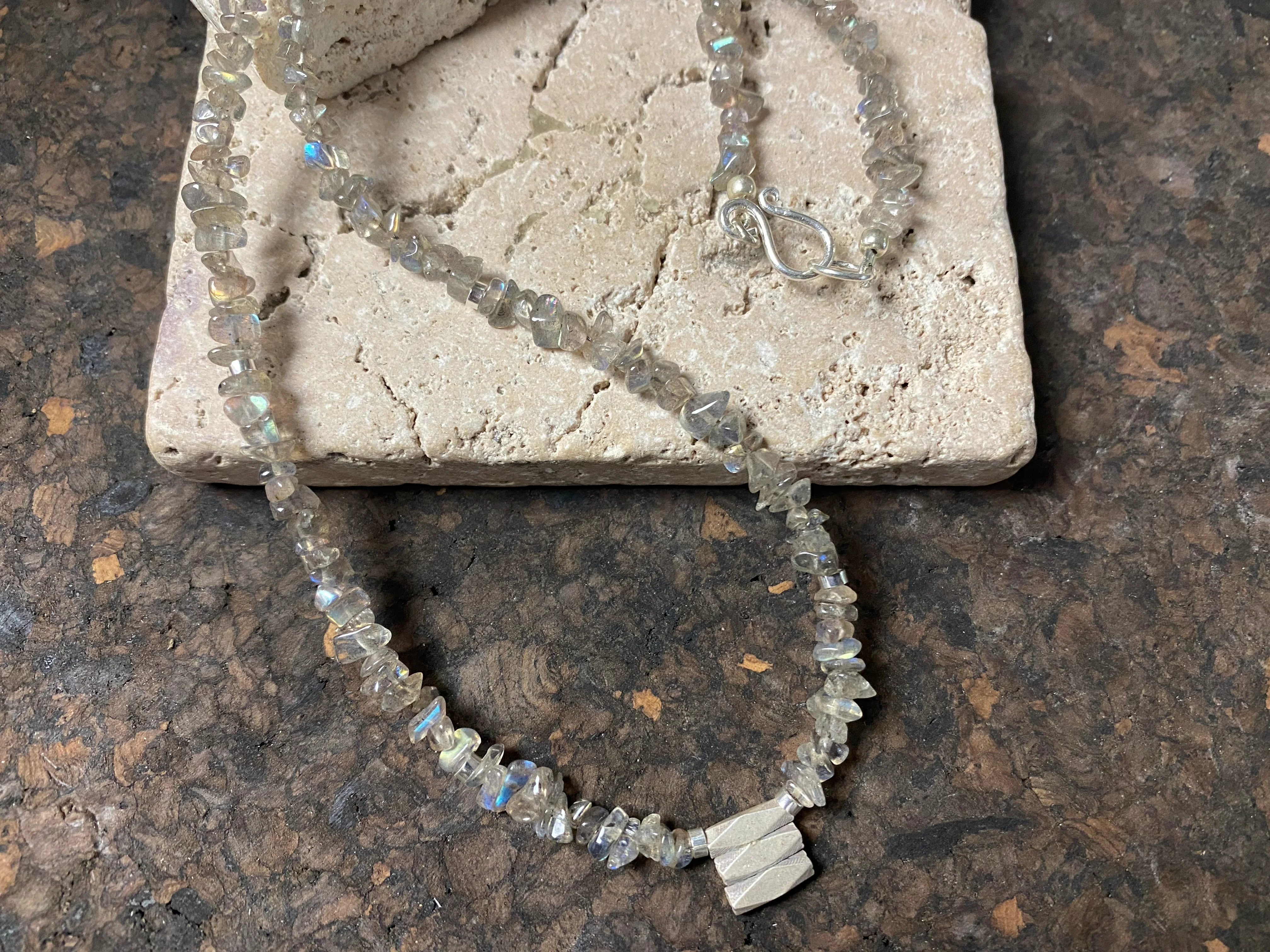 Labradorite Necklace With Silver Pendant - Image 3