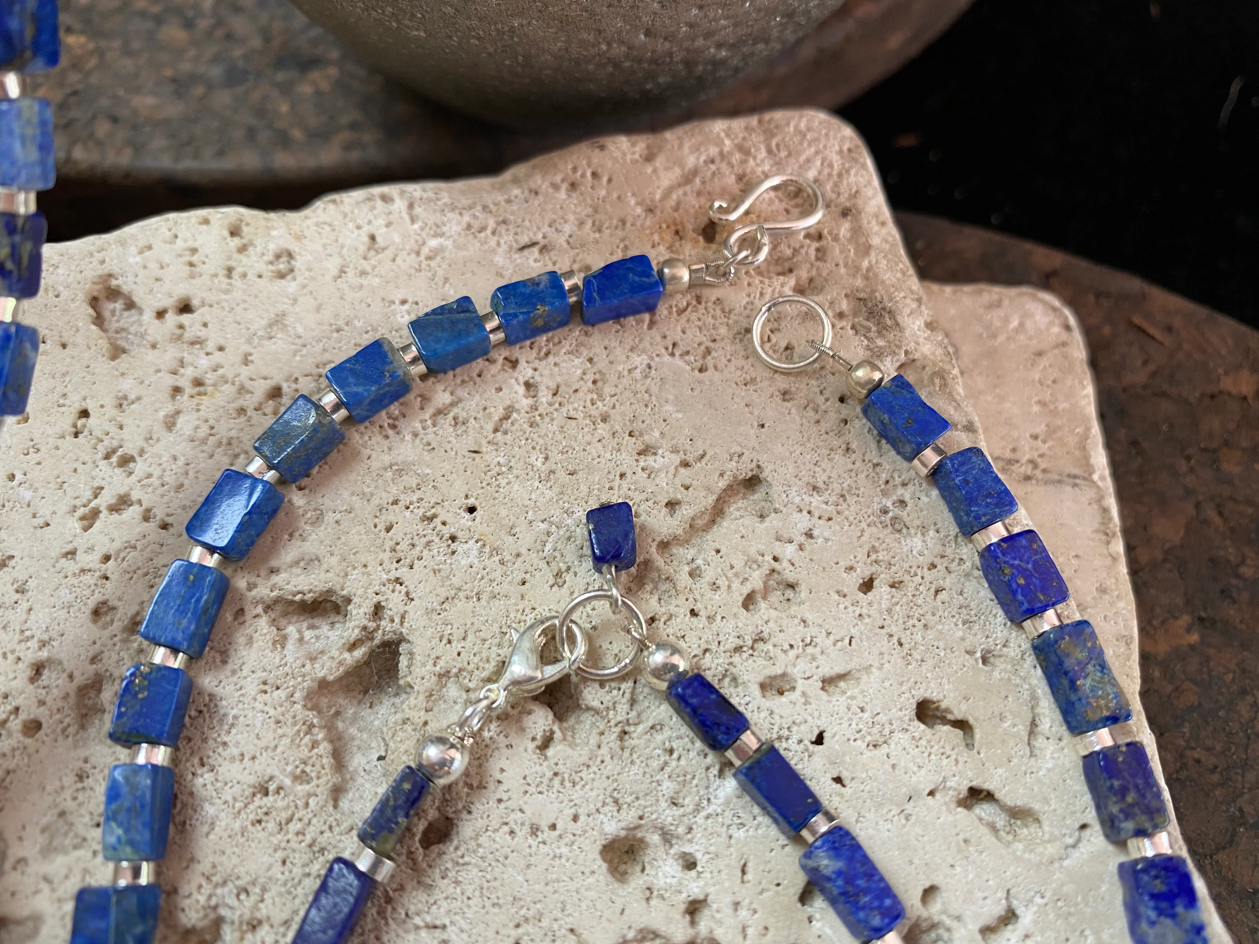 Lapis And Silver Bead Necklace - Image 3