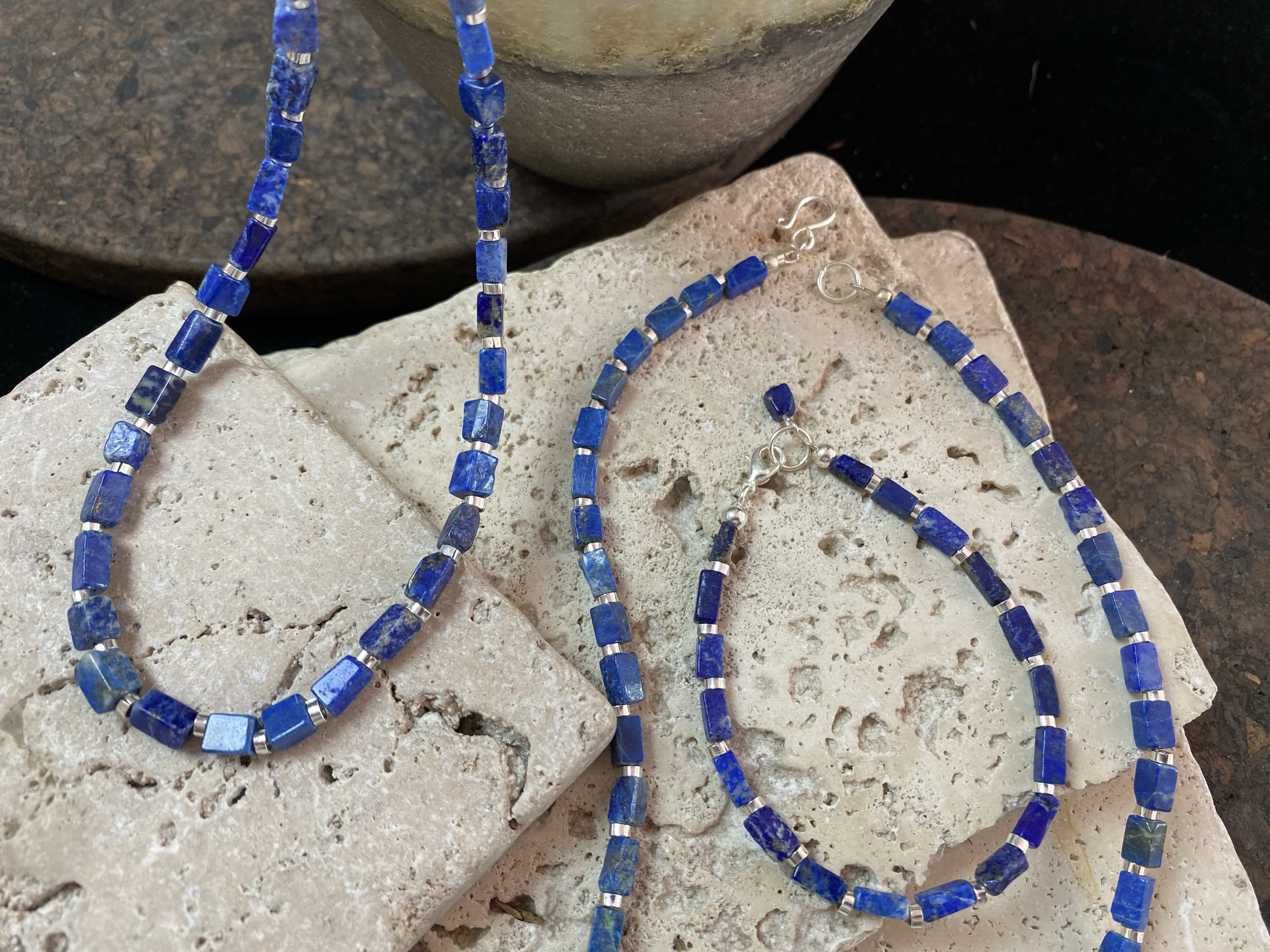 Lapis And Silver Bead Necklace - Image 4