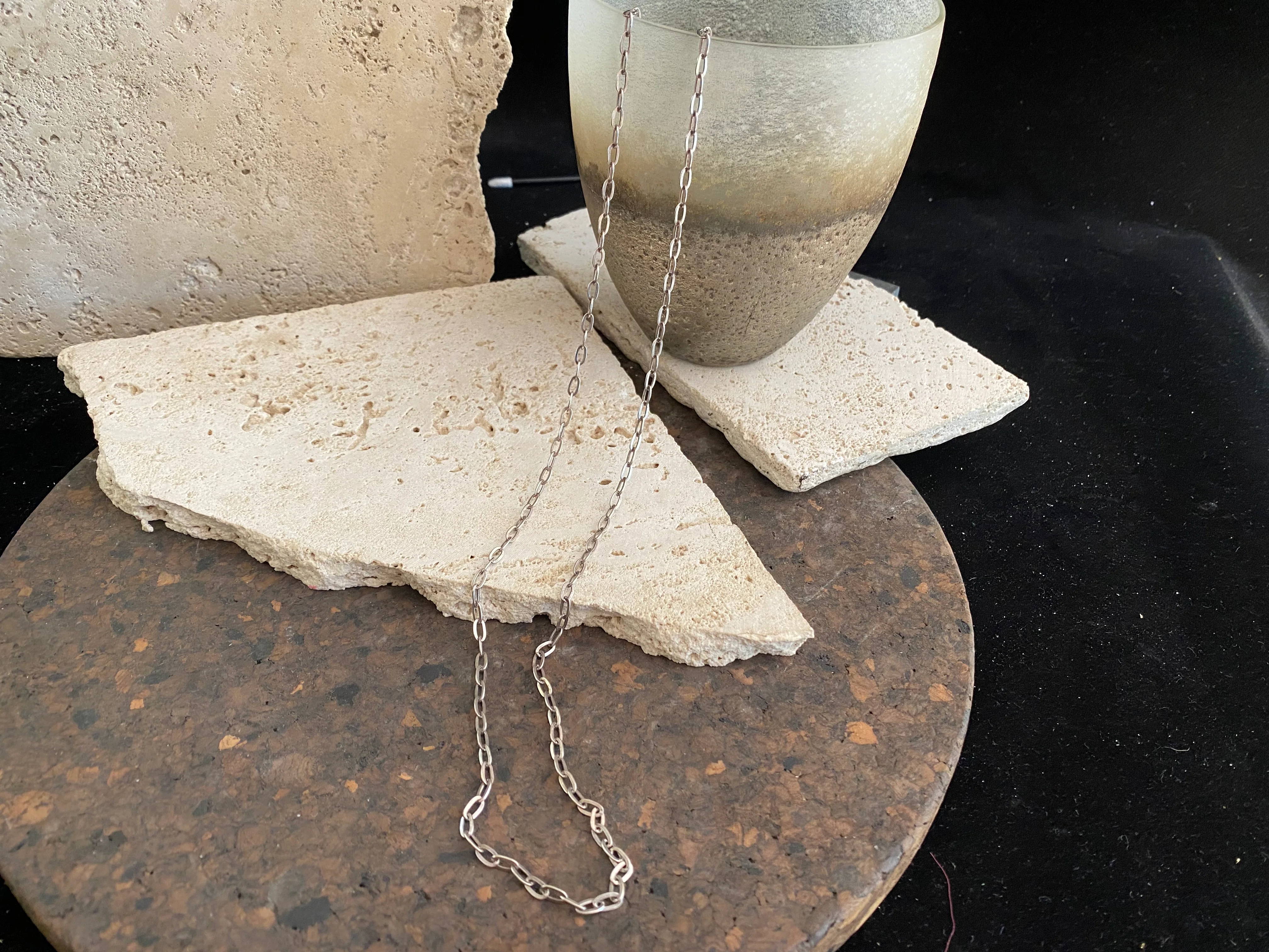 Long Oval Open Link Silver Chain - Image 3