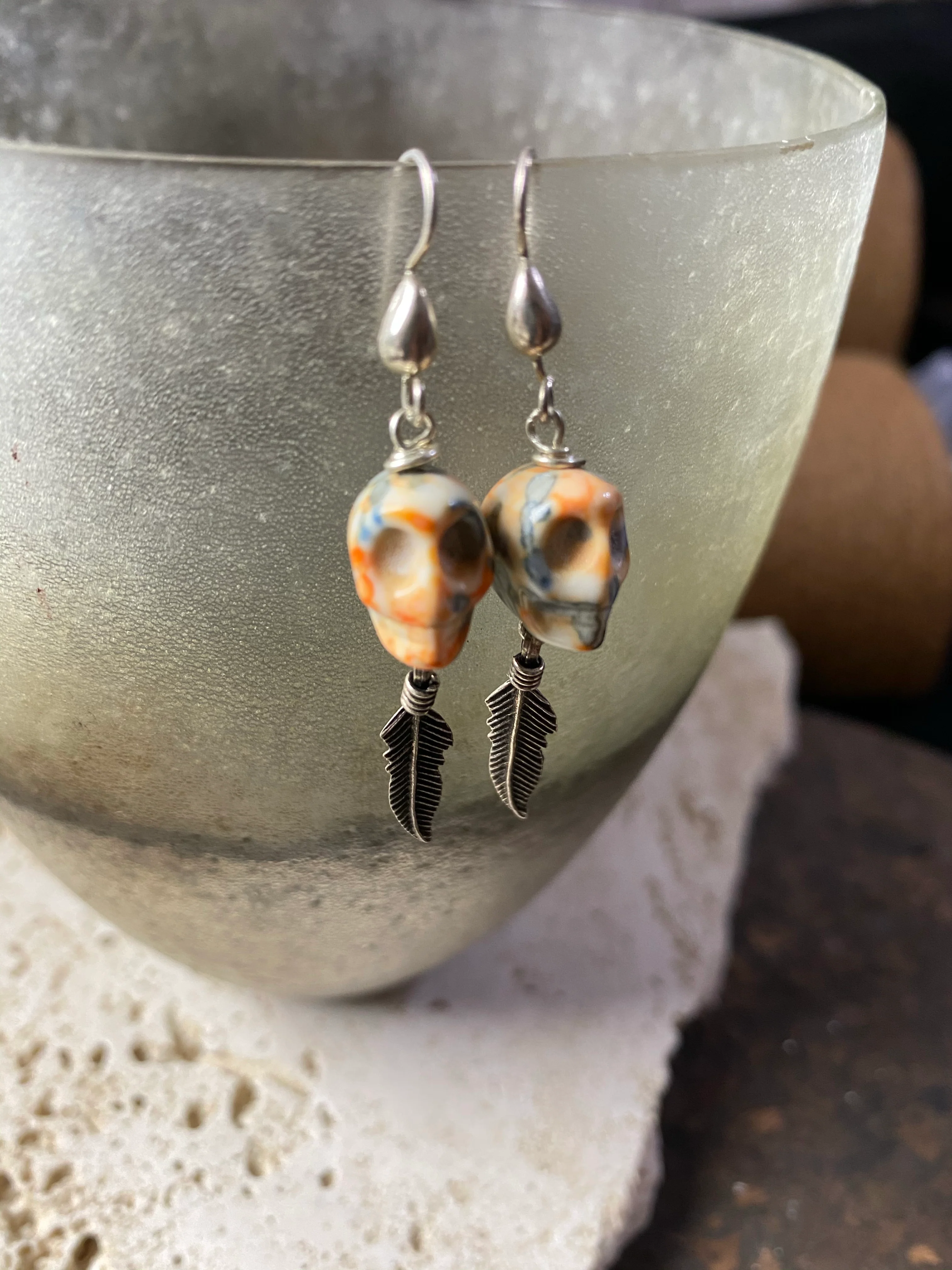 Skull And Feather Earrings - Image 3