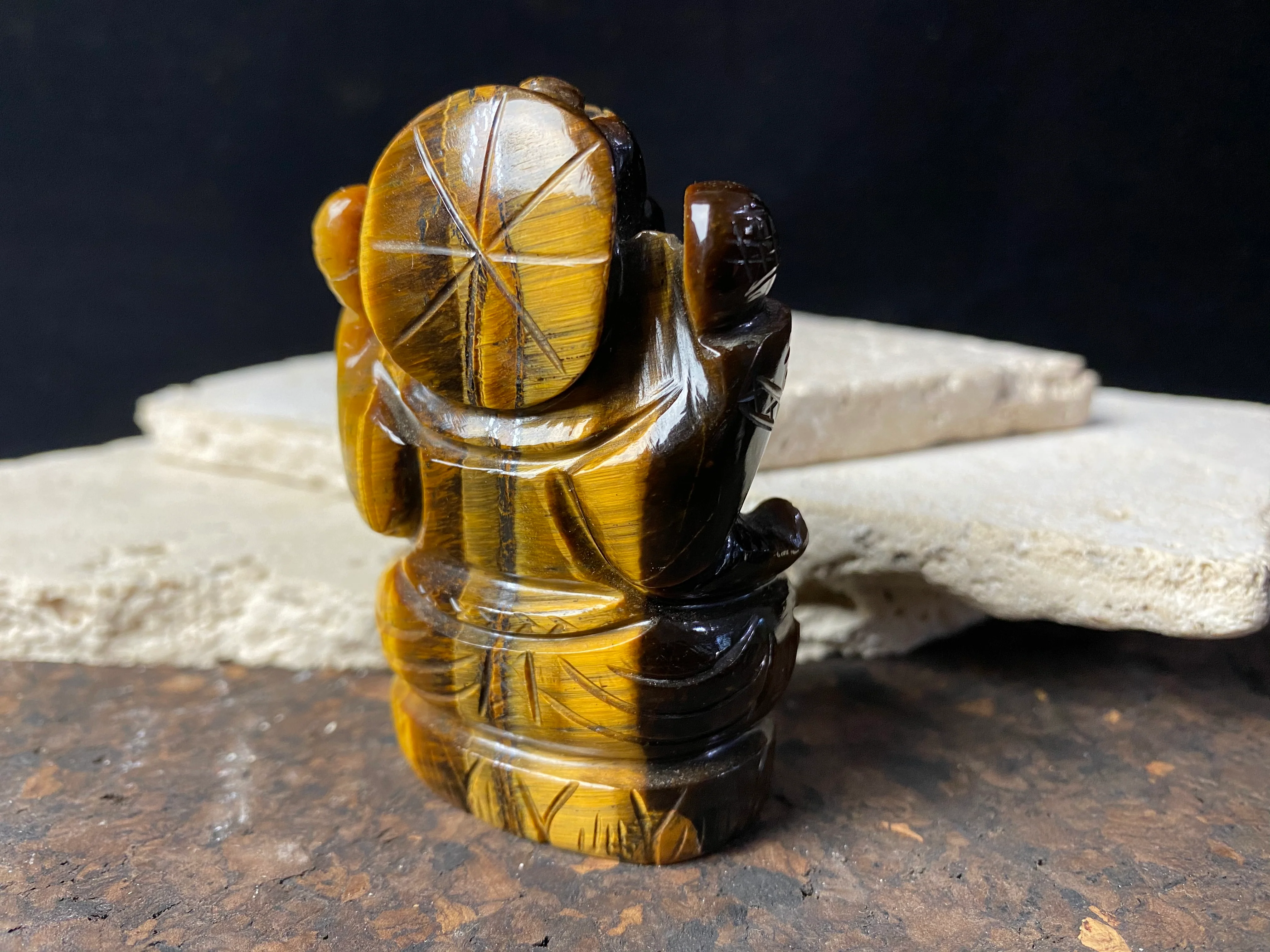 Tigers Eye Ganesh Statue - Large - Image 3